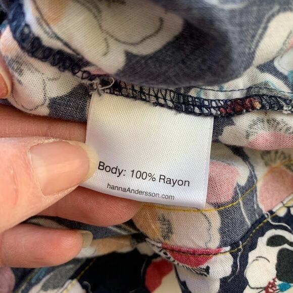 Hanna Anderson Floral Shift Dress Girls 5 110 Multicolor Long Sleeve Bow Unlined - Picture 4 of 9